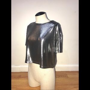 H&M Metallic Silver Alien Disco Party Crop
